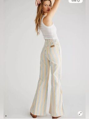 Wrangler white Wide-Leg Jeans with Yellow, Blue, Pink & Green Stripes 28x32